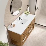Malibu 60" Single Vanity, Amber Birch w/ Single Hole 3 CM White Zeus Top & Backsplash
