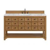 Malibu 60" Single Vanity, Amber Birch w/ 3 CM Carrara Marble Top
