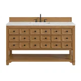 Malibu 60" Single Vanity, Amber Birch w/ 3 CM Eternal Jasmine Pearl Top