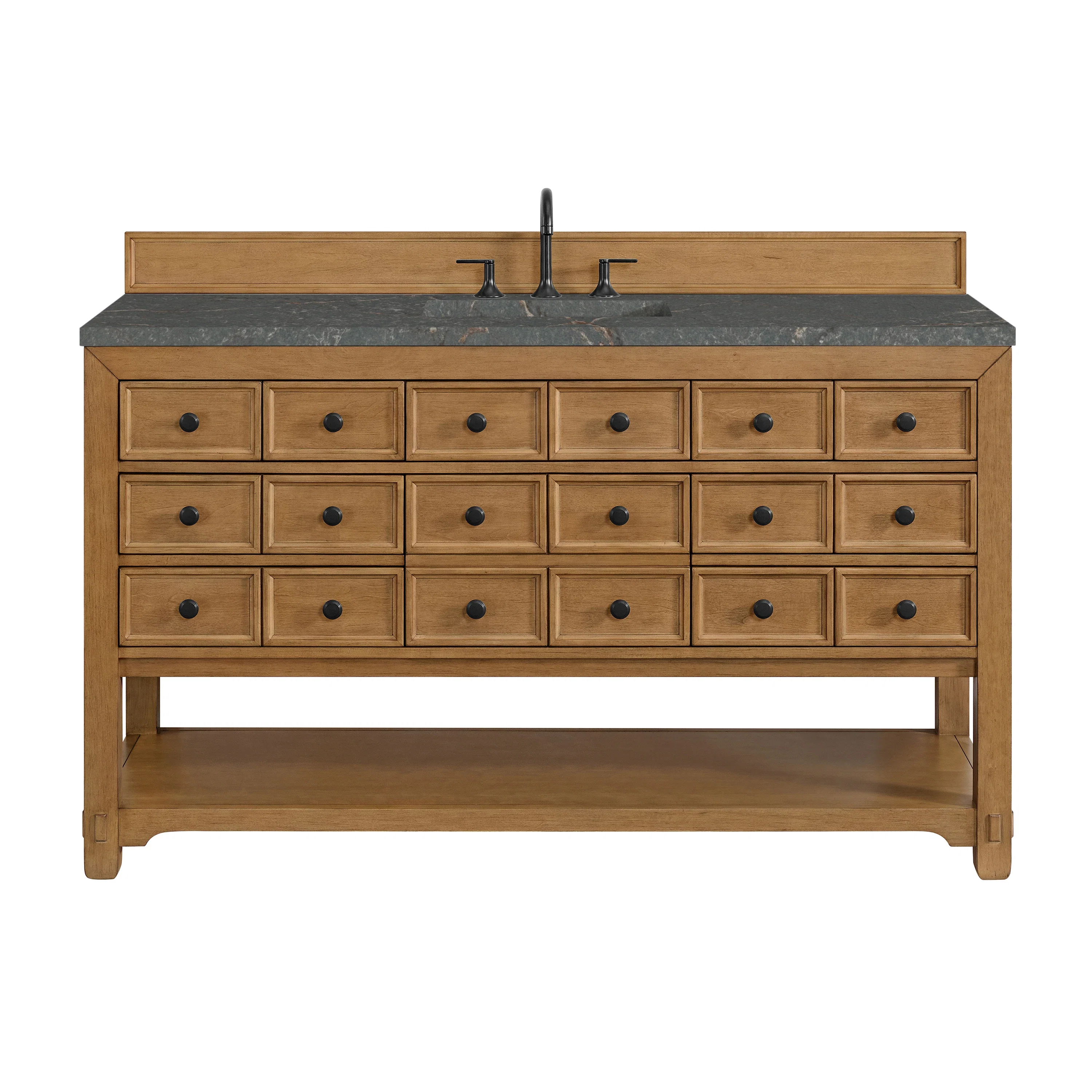 Malibu 60" Single Vanity, Amber Birch w/ 3 CM Parisien Bleu Top