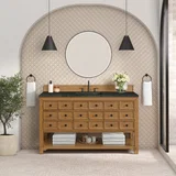 Malibu 60" Single Vanity, Amber Birch, w/ 3 CM Phantome Eclos Top