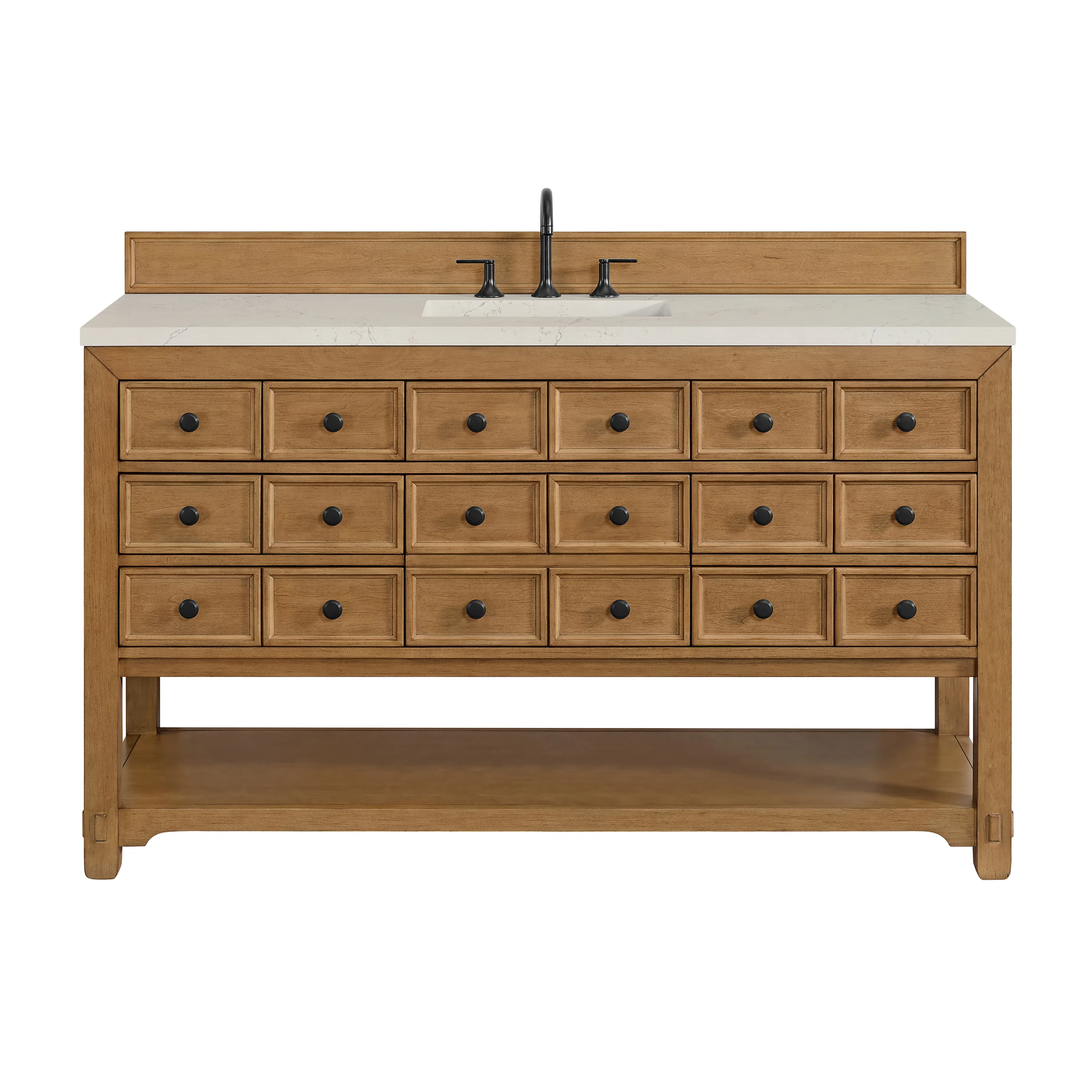 Malibu 60" Single Vanity, Amber Birch, w/ 3 CM Siberian Silestone Top