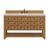 Malibu 60" Single Vanity, Amber Birch, w/ 3 CM Siberian Silestone Top