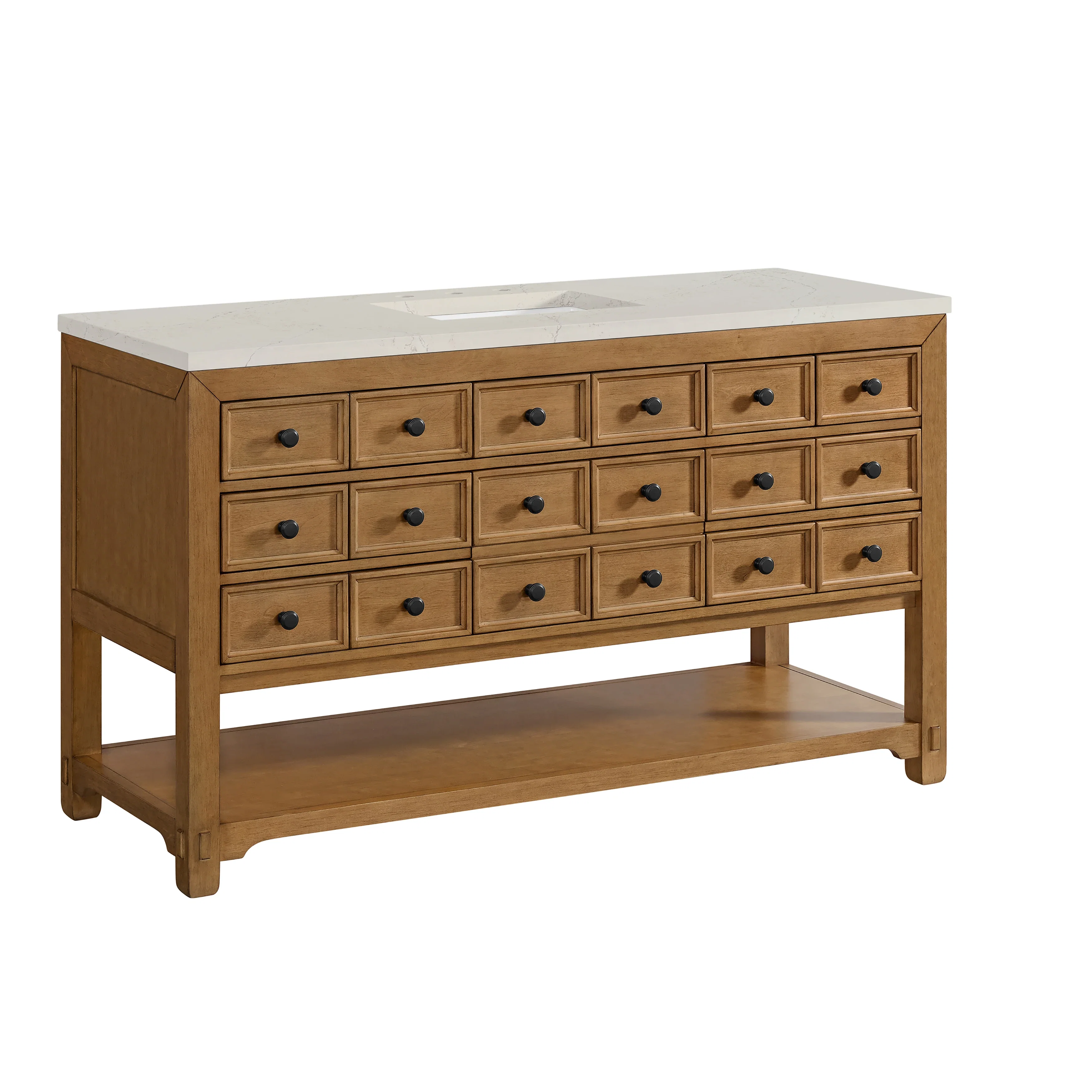 Malibu 60" Single Vanity, Amber Birch, w/ 3 CM Siberian Silestone Top