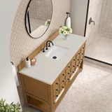 Malibu 60" Single Vanity, Amber Birch, w/ 3 CM Siberian Silestone Top