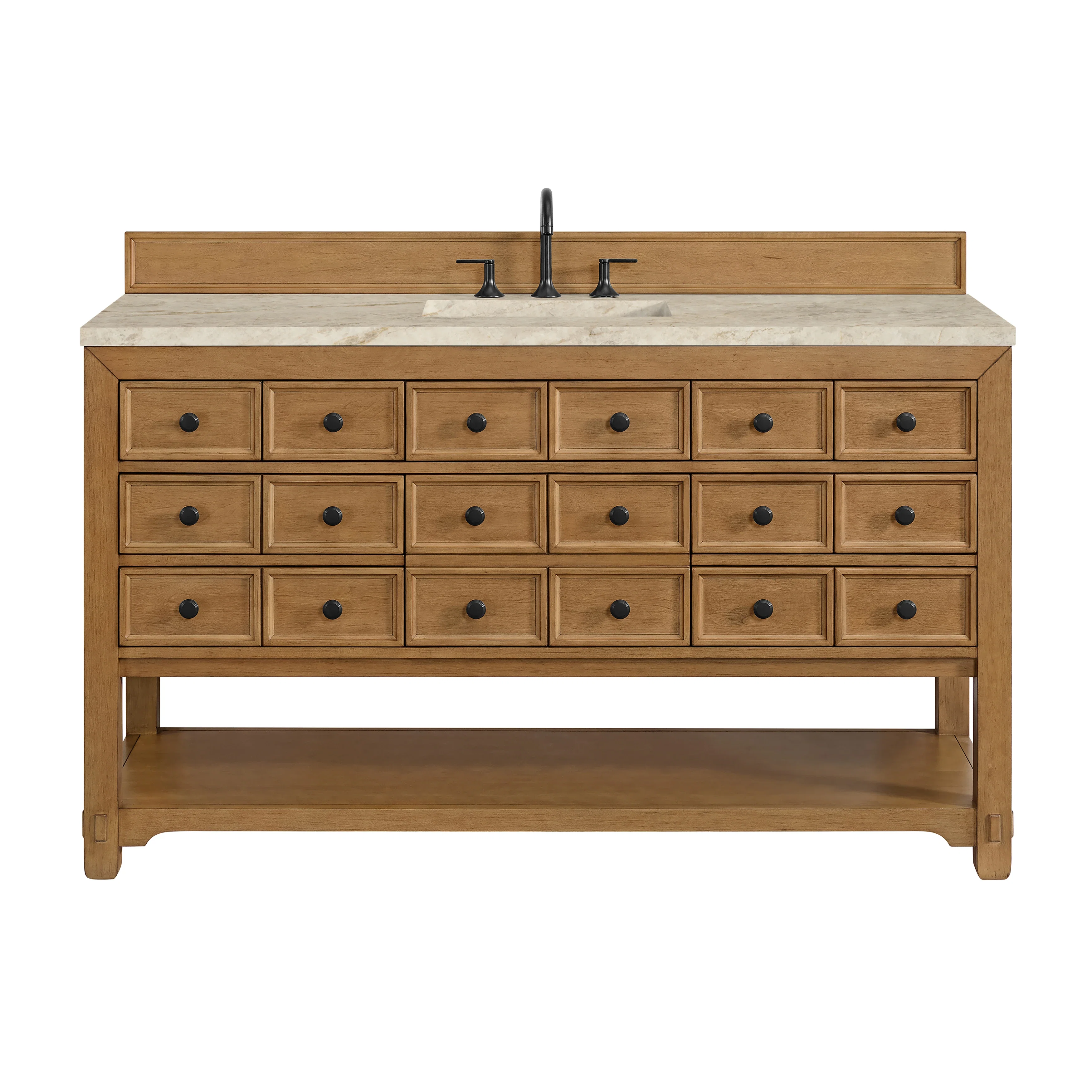 Malibu 60" Single Vanity, Amber Birch, w/ 3 CM Tajnar Eclos Top