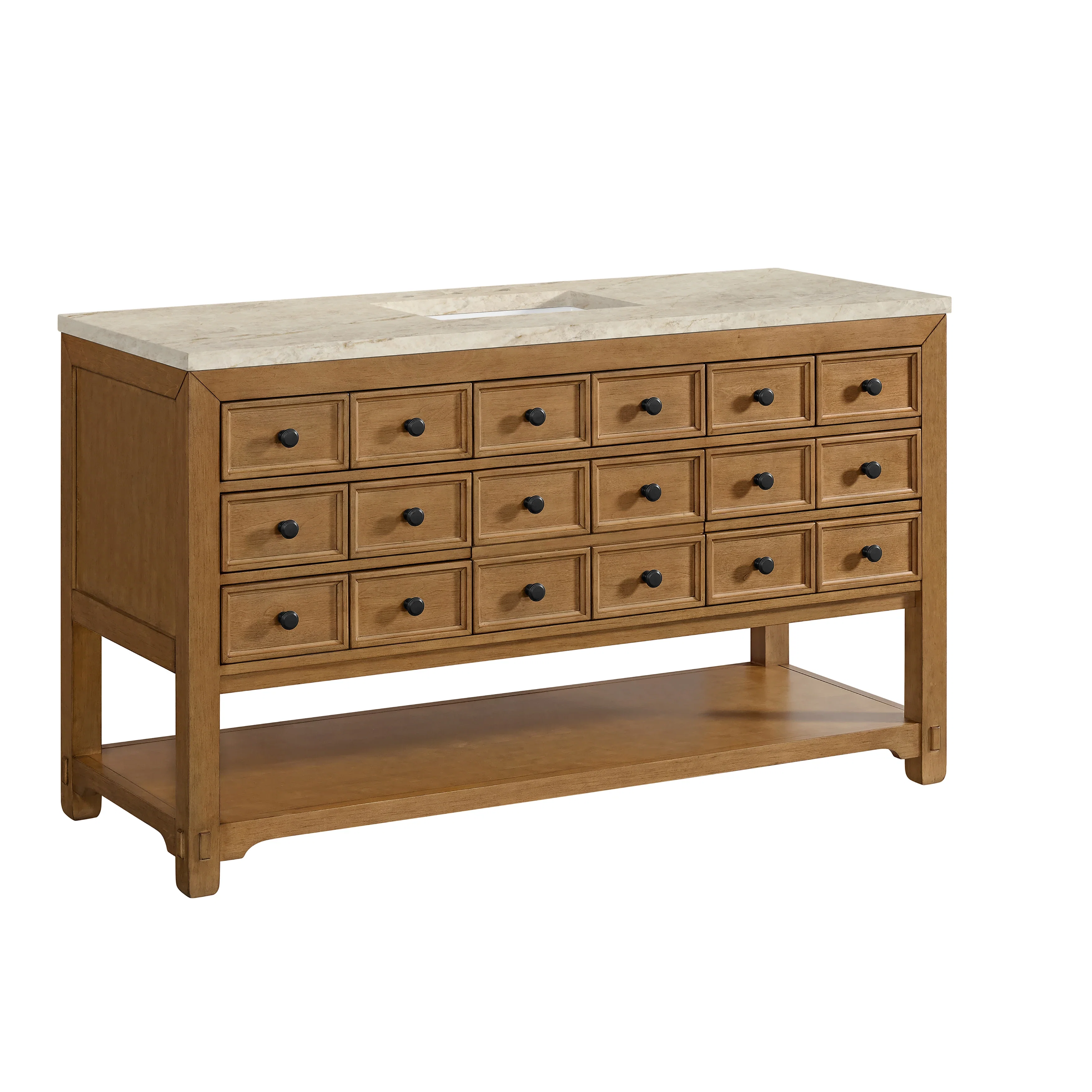 Malibu 60" Single Vanity, Amber Birch, w/ 3 CM Tajnar Eclos Top