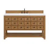 Malibu 60" Single Vanity, Amber Birch w/ 3 CM White Zeus Top