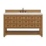 Malibu 60" Single Vanity, Amber Birch w/ 3 CM Ethereal Noctis Top w/ FreePower Wireless Charger