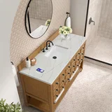 Malibu 60" Single Vanity, Amber Birch w/ 3 CM Ethereal Noctis Top w/ FreePower Wireless Charger