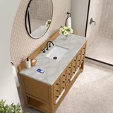 Malibu 60" Single Vanity, Amber Birch w/ 3 CM Victorian Silver Top w/ FreePower Wireless Charger