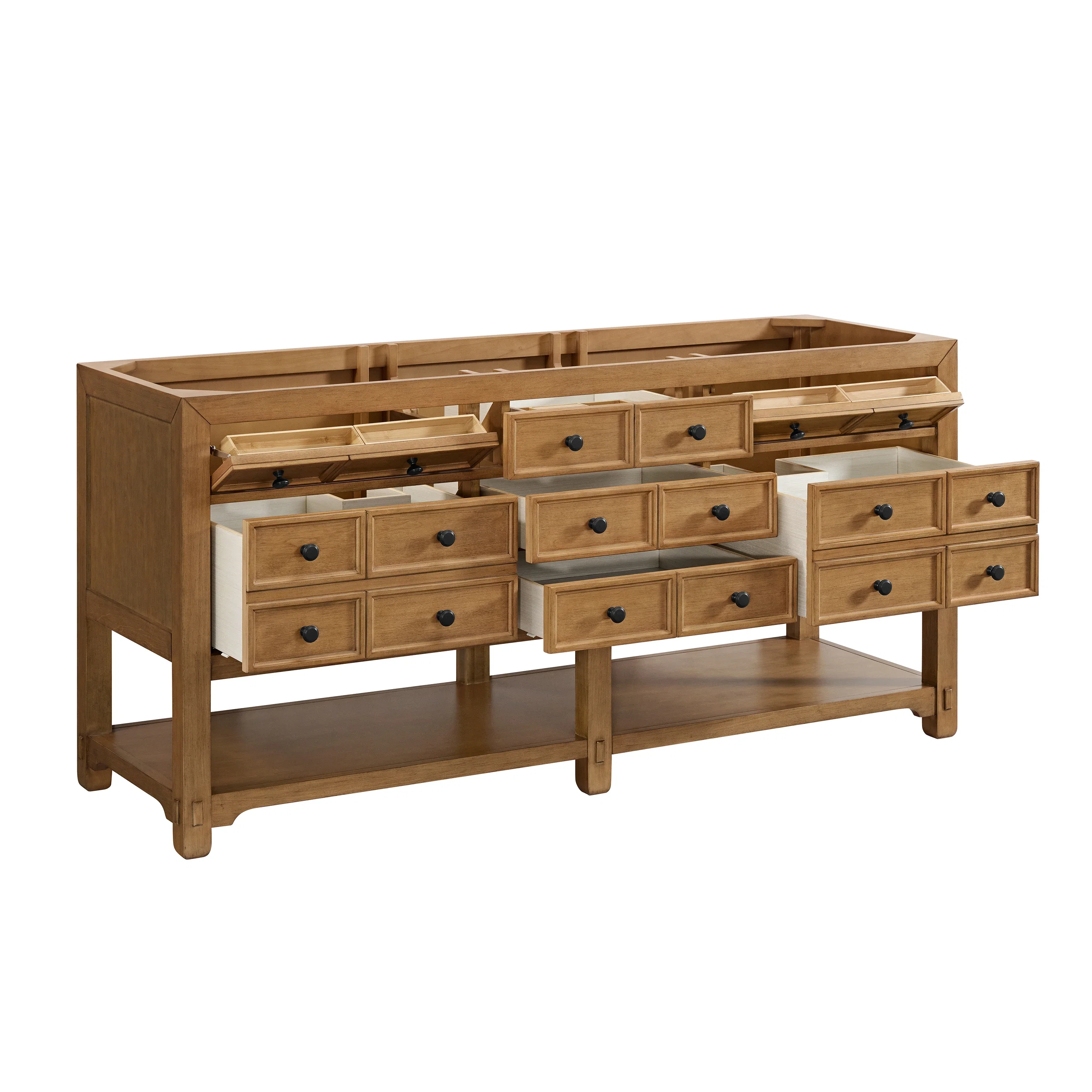 Malibu 72" Double Vanity, Amber Birch w/ Single Hole 3 CM White Zeus Top & Backsplash