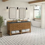 Malibu 72" Double Vanity, Amber Birch w/ 3 CM Charcoal Soapstone Top