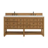 Malibu 72" Double Vanity, Amber Birch w/ 3 CM Eternal Jasmine Pearl Top