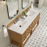 Malibu 72" Double Vanity, Amber Birch w/ 3 CM Eternal Jasmine Pearl Top