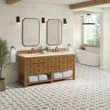 Malibu 72" Double Vanity, Amber Birch w/ 3 CM Eternal Marfil Top