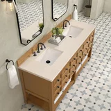 Malibu 72" Double Vanity, Amber Birch w/ 3 CM Eternal Marfil Top