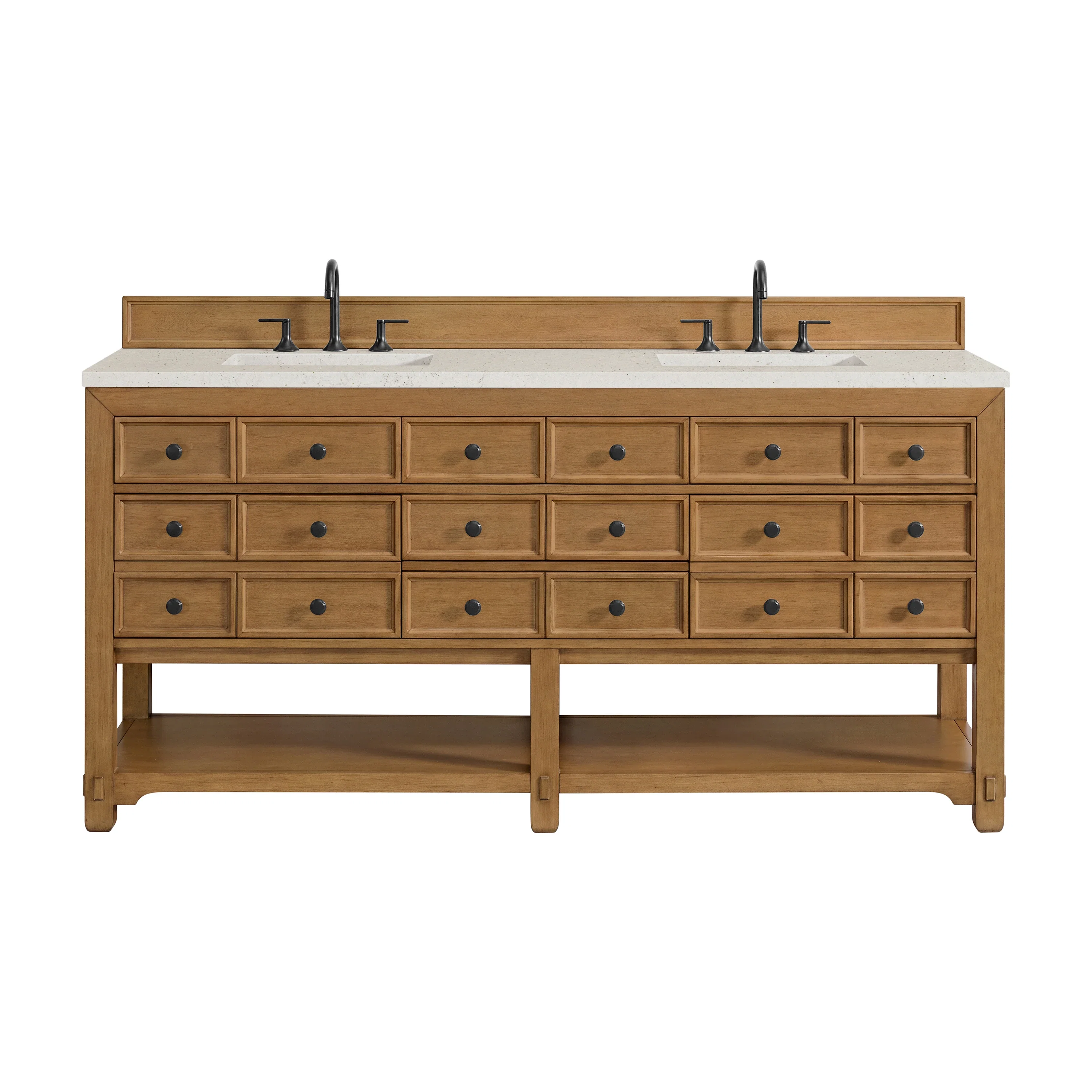 Malibu 72" Double Vanity, Amber Birch w/ 3 CM Lime Delight Top