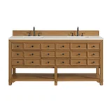 Malibu 72" Double Vanity, Amber Birch w/ 3 CM Lime Delight Top