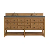 Malibu 72" Double Vanity, Amber Birch w/ 3 CM Parisien Bleu Top