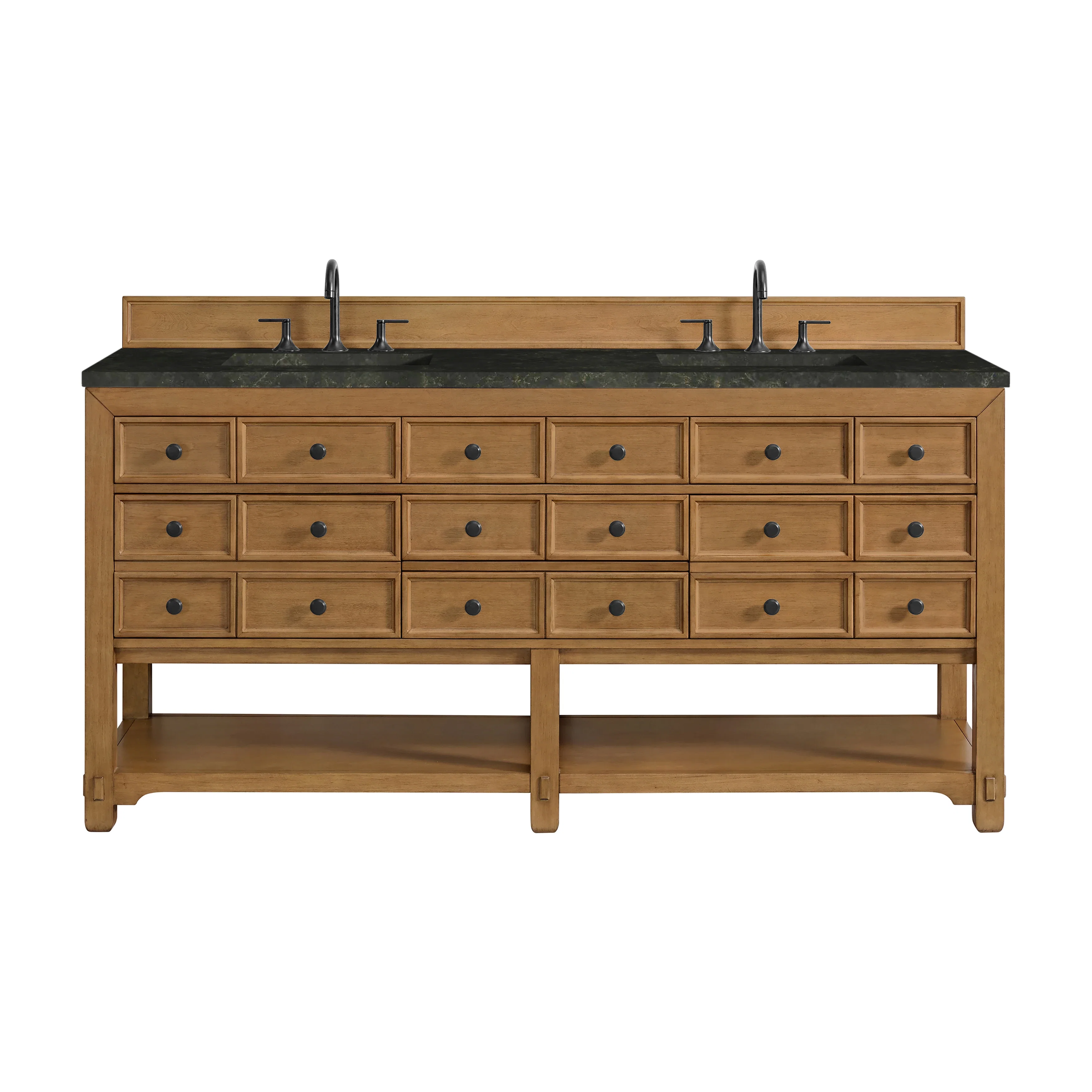 Malibu 72" Double Vanity, Amber Birch, w/ 3 CM Phantome Eclos Top