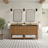 Malibu 72" Double Vanity, Amber Birch, w/ 3 CM Phantome Eclos Top