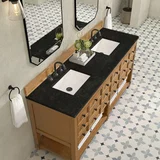 Malibu 72" Double Vanity, Amber Birch, w/ 3 CM Phantome Eclos Top