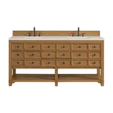 Malibu 72" Double Vanity, Amber Birch, w/ 3 CM Siberian Silestone Top