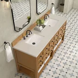 Malibu 72" Double Vanity, Amber Birch, w/ 3 CM Siberian Silestone Top