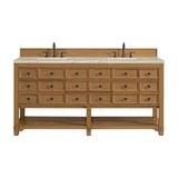 Malibu 72" Double Vanity, Amber Birch, w/ 3 CM Tajnar Eclos Top