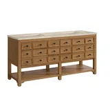 Malibu 72" Double Vanity, Amber Birch, w/ 3 CM Tajnar Eclos Top