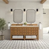 Malibu 72" Double Vanity, Amber Birch, w/ 3 CM Tajnar Eclos Top