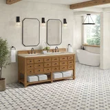 Malibu 72" Double Vanity, Amber Birch, w/ 3 CM Tajnar Eclos Top