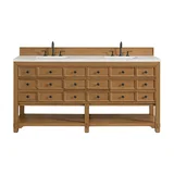 Malibu 72" Double Vanity, Amber Birch w/ 3 CM Ethereal Noctis Top w/ FreePower Wireless Charger