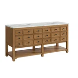 Malibu 72" Double Vanity, Amber Birch w/ 3 CM Ethereal Noctis Top w/ FreePower Wireless Charger