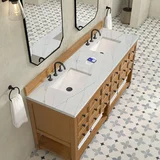 Malibu 72" Double Vanity, Amber Birch w/ 3 CM Ethereal Noctis Top w/ FreePower Wireless Charger