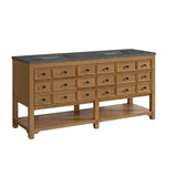 Malibu 72" Double Vanity, Amber Birch w/ 3 CM Parisien Bleu Top w/ FreePower Wireless Charger