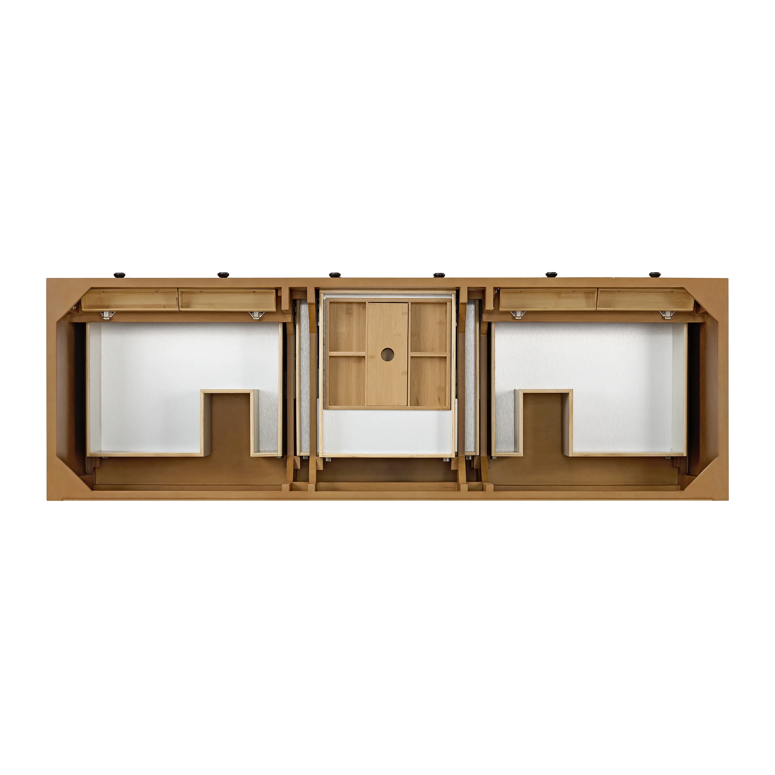 Malibu 72" Double Vanity, Amber Birch w/ 3 CM Parisien Bleu Top w/ FreePower Wireless Charger
