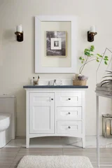Palisades 36" Single Vanity, Bright White w/ 3 CM Charcoal Soapstone Silestone Top