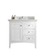 Palisades 36" Single Vanity, Bright White w/ 3 CM Eternal Jasmine Pearl Silestone Top