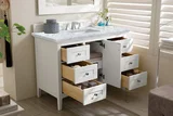 Palisades 48" Single Vanity, Bright White w/ 3 CM Carrara Marble Top