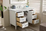 Palisades 48" Single Vanity, Bright White w/ 3 CM Eternal Jasmine Pearl Silestone Top