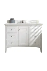 Palisades 48" Single Vanity, Bright White w/ 3 CM Ethereal Noctis Silestone Top