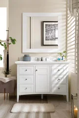 Palisades 48" Single Vanity, Bright White w/ 3 CM White Zeus Silestone Top