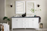 Palisades 72" Double Vanity, Bright White w/ 3 CM Charcoal Soapstone Silestone Top
