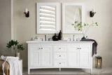 Palisades 72" Double Vanity, Bright White w/ 3 CM Eternal Jasmine Pearl Silestone Top