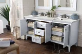 Palisades 72" Double Vanity, Bright White w/ 3 CM Eternal Jasmine Pearl Silestone Top