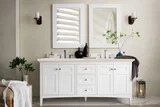 Palisades 72" Double Vanity, Bright White w/ 3 CM Eternal Marfil Silestone Top