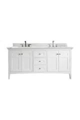 Palisades 72" Double Vanity, Bright White w/ 3 CM Ethereal Noctis Silestone Top