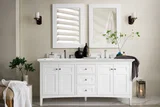Palisades 72" Double Vanity, Bright White w/ 3 CM Ethereal Noctis Silestone Top